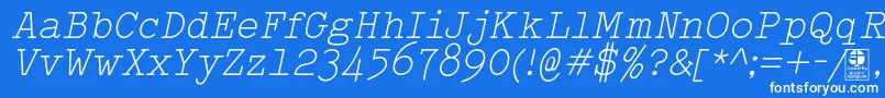 Police TypowriterLightItalicDemo – polices blanches sur fond bleu