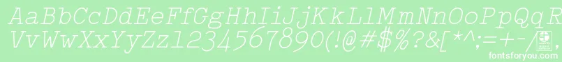 フォントTypowriterLightItalicDemo – 緑の背景に白い文字