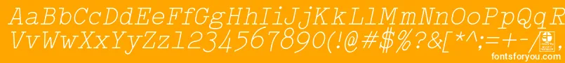 Шрифт TypowriterLightItalicDemo – белые шрифты на оранжевом фоне