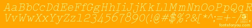 Más sobre la fuente TypowriterLightItalicDemo fuente TypowriterLightItalicDemo – Fuentes Amarillas Sobre Fondo Naranja