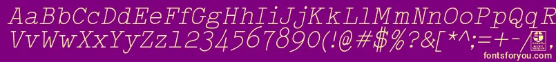 TypowriterLightItalicDemo-fontti – keltaiset fontit violetilla taustalla