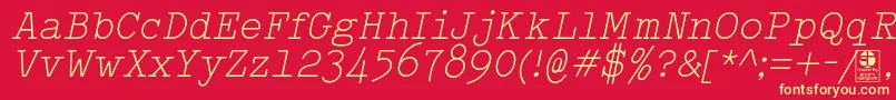 TypowriterLightItalicDemo Font – Yellow Fonts on Red Background