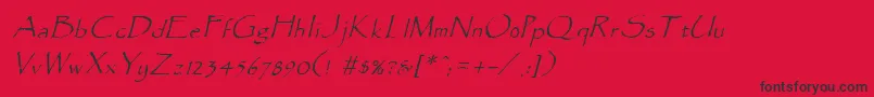 フォントParadoxItalic – 赤い背景に黒い文字