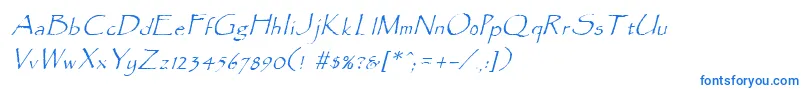 Fonte ParadoxItalic – fontes azuis em um fundo branco