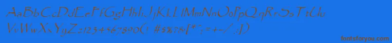 フォントParadoxItalic – 茶色の文字が青い背景にあります。