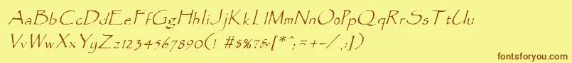 Fonte ParadoxItalic – fontes marrons em um fundo amarelo