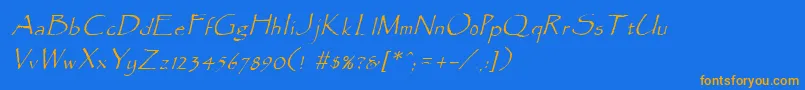 ParadoxItalic-fontti – oranssit fontit sinisellä taustalla