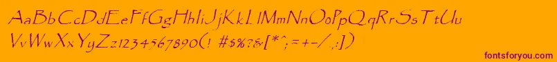 ParadoxItalic-Schriftart – Violette Schriften auf orangefarbenem Hintergrund