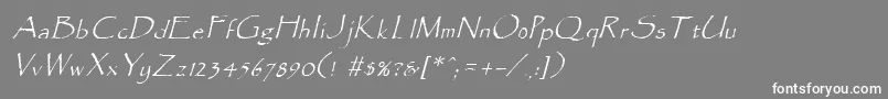 ParadoxItalic-fontti – valkoiset fontit harmaalla taustalla