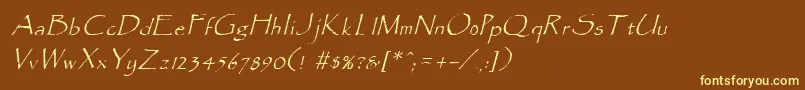 ParadoxItalic-fontti – keltaiset fontit ruskealla taustalla