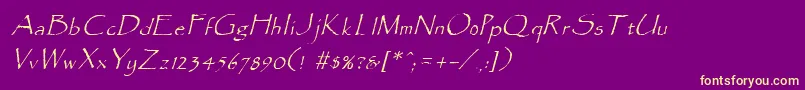 Fonte ParadoxItalic – fontes amarelas em um fundo roxo