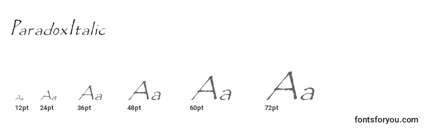 ParadoxItalic Font Sizes