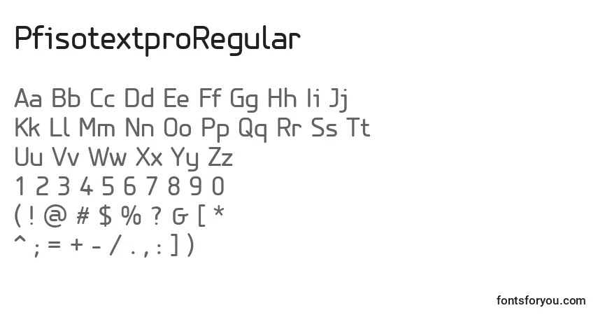 Schriftart PfisotextproRegular – Alphabet, Zahlen, spezielle Symbole