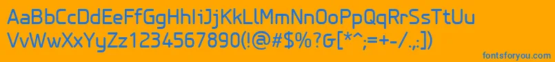 PfisotextproRegular-fontti – siniset fontit oranssilla taustalla