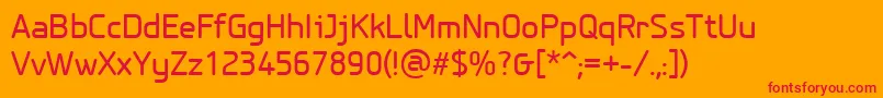 PfisotextproRegular Font – Red Fonts on Orange Background