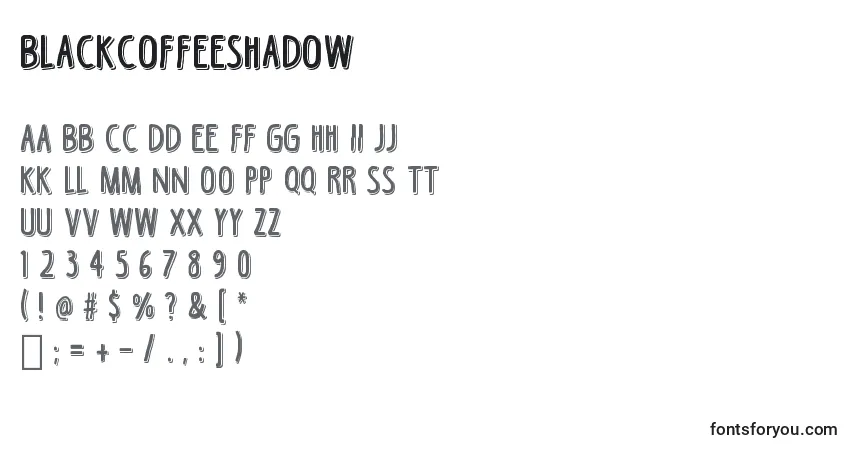 Schriftart BlackCoffeeShadow – Alphabet, Zahlen, spezielle Symbole