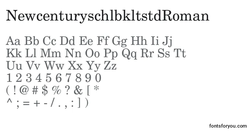 A fonte NewcenturyschlbkltstdRoman – alfabeto, números, caracteres especiais