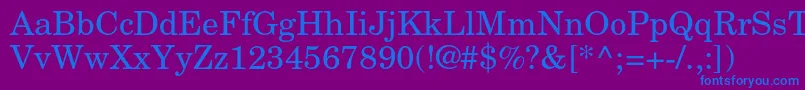 フォントNewcenturyschlbkltstdRoman – 紫色の背景に青い文字