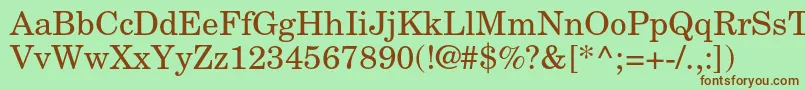 NewcenturyschlbkltstdRoman-fontti – ruskeat fontit vihreällä taustalla