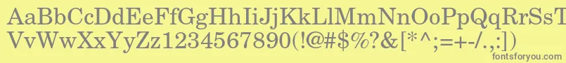 NewcenturyschlbkltstdRoman-fontti – harmaat kirjasimet keltaisella taustalla