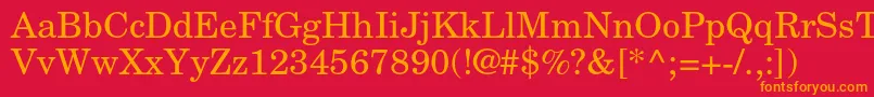 NewcenturyschlbkltstdRoman Font – Orange Fonts on Red Background