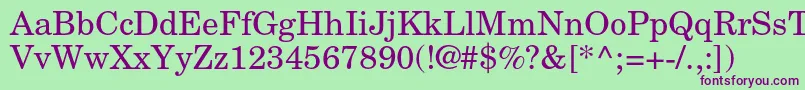 NewcenturyschlbkltstdRoman-fontti – violetit fontit vihreällä taustalla