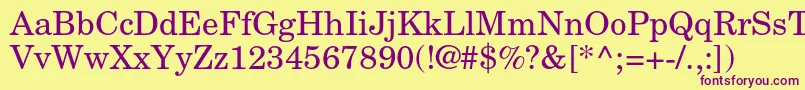 NewcenturyschlbkltstdRoman-fontti – violetit fontit keltaisella taustalla