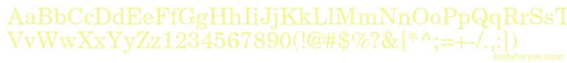 NewcenturyschlbkltstdRoman-Schriftart – Gelbe Schriften auf weißem Hintergrund