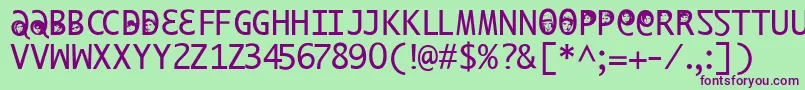 Ilikeoffenbachxtra-Schriftart – Violette Schriften auf grünem Hintergrund