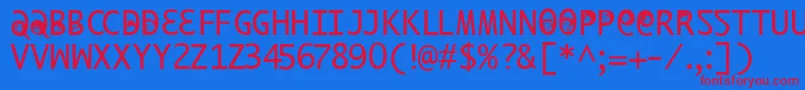 Czcionka Ilikeoffenbachxtra – czerwone czcionki na niebieskim tle