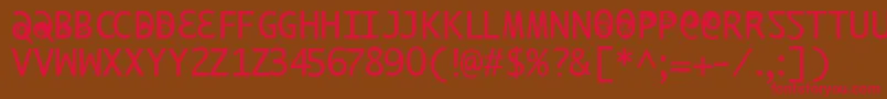 フォントIlikeoffenbachxtra – 赤い文字が茶色の背景にあります。