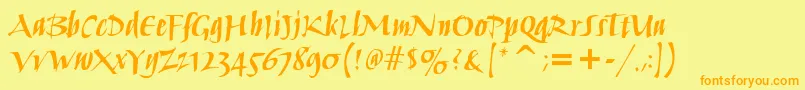 Police HumanaScriptItcTtBold – polices orange sur fond jaune