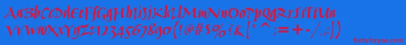 HumanaScriptItcTtBold Font – Red Fonts on Blue Background