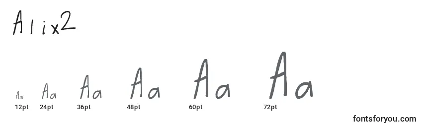 Размеры шрифта Alix2