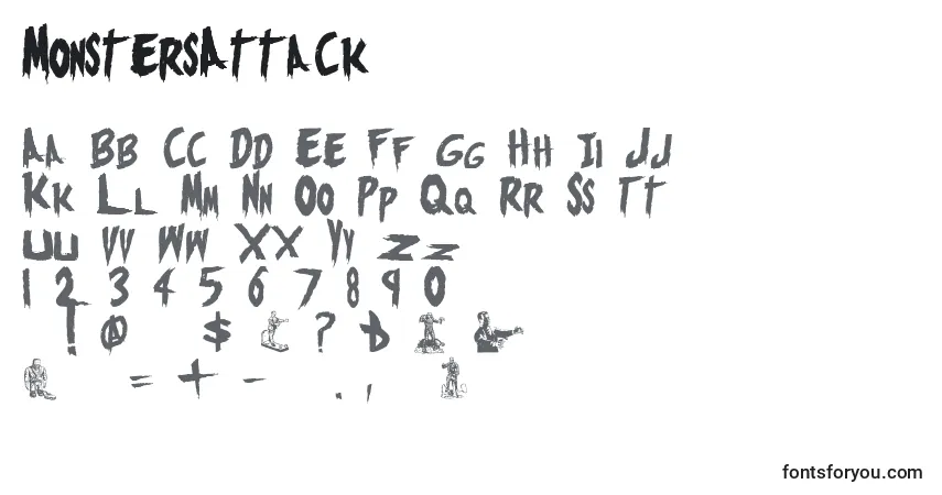 A fonte MonstersAttack – alfabeto, números, caracteres especiais