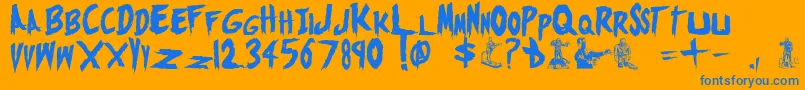 MonstersAttack Font – Blue Fonts on Orange Background