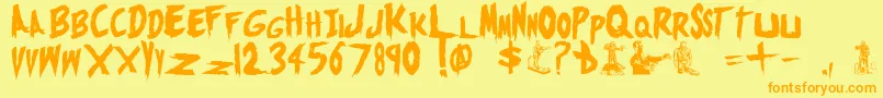 MonstersAttack Font – Orange Fonts on Yellow Background