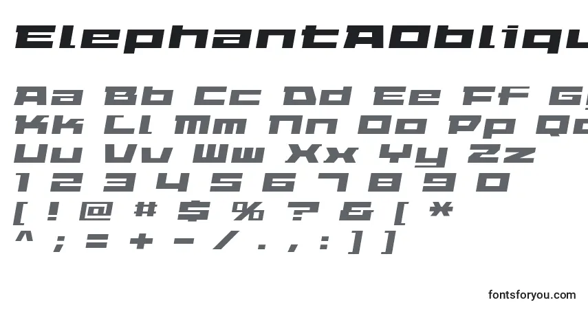 Шрифт ElephantAOblique – алфавит, цифры, специальные символы