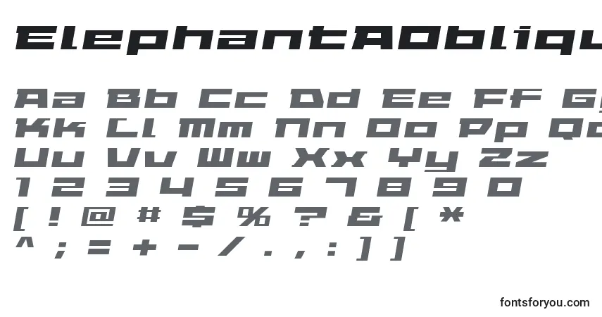 ElephantAObliqueフォント–アルファベット、数字、特殊文字