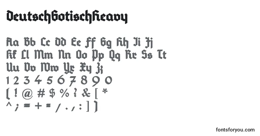 Czcionka DeutschGotischHeavy – alfabet, cyfry, specjalne znaki