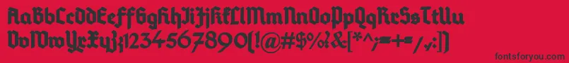 フォントDeutschGotischHeavy – 赤い背景に黒い文字