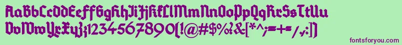 DeutschGotischHeavy Font – Purple Fonts on Green Background