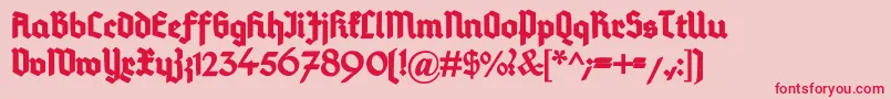 フォントDeutschGotischHeavy – ピンクの背景に赤い文字