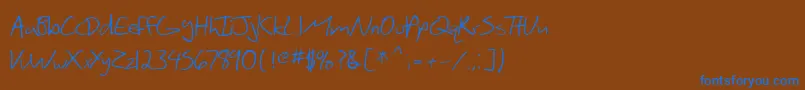 SfScribbledSans Font – Blue Fonts on Brown Background