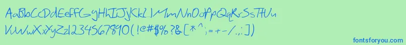 フォントSfScribbledSans – 青い文字は緑の背景です。