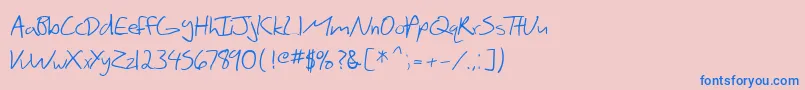 Fonte SfScribbledSans – fontes azuis em um fundo rosa