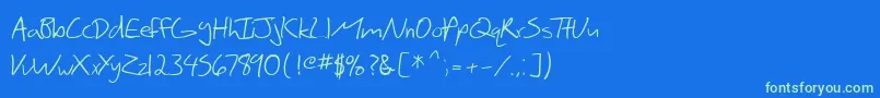 SfScribbledSans Font – Green Fonts on Blue Background