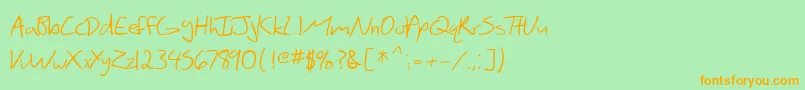 SfScribbledSans-Schriftart – Orangefarbene Schriften auf grünem Hintergrund