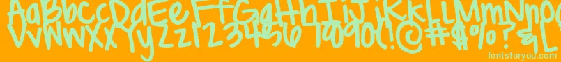 DjbBritsThickPen Font – Green Fonts on Orange Background