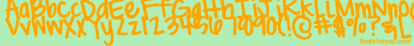 Шрифт DjbBritsThickPen – оранжевые шрифты на зелёном фоне